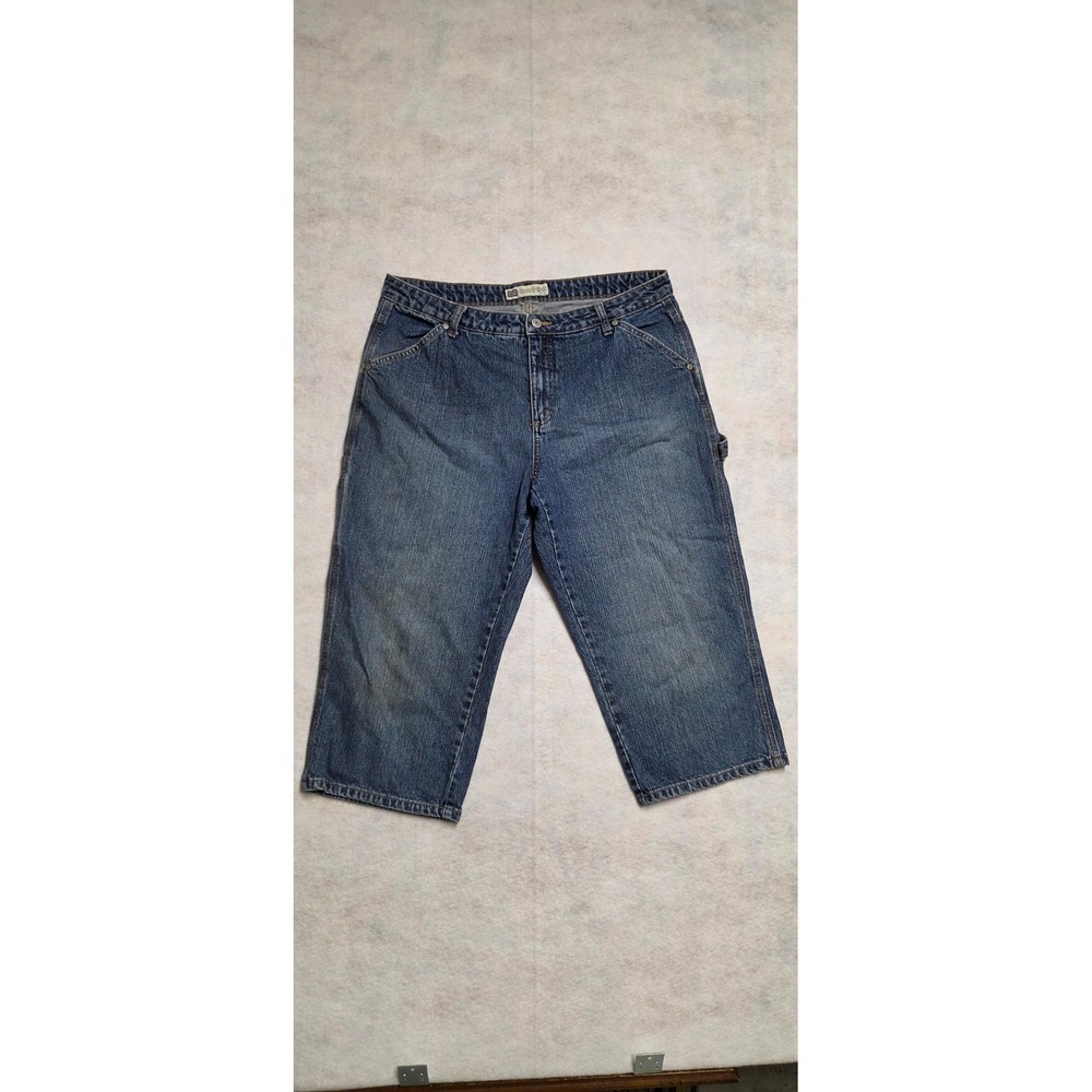 Faded Glory Carpenter Capri Jeans Size 14 Blue Denim Cropped Pants